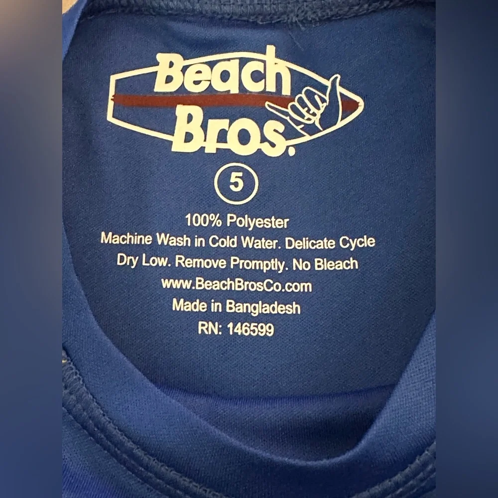 Beach Bros Boys Royal Blue Short Sleeve Rash-guard| size: 5